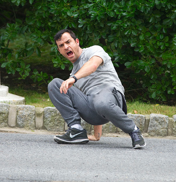 Justin Theroux shooting The Leftovers in Queens, NY on June 26, 2013.