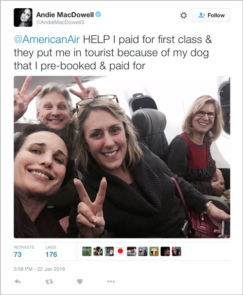 Andie MacDowell Was Forced To Fly In “Tourist” Class And She Lived To Tell The Tale!