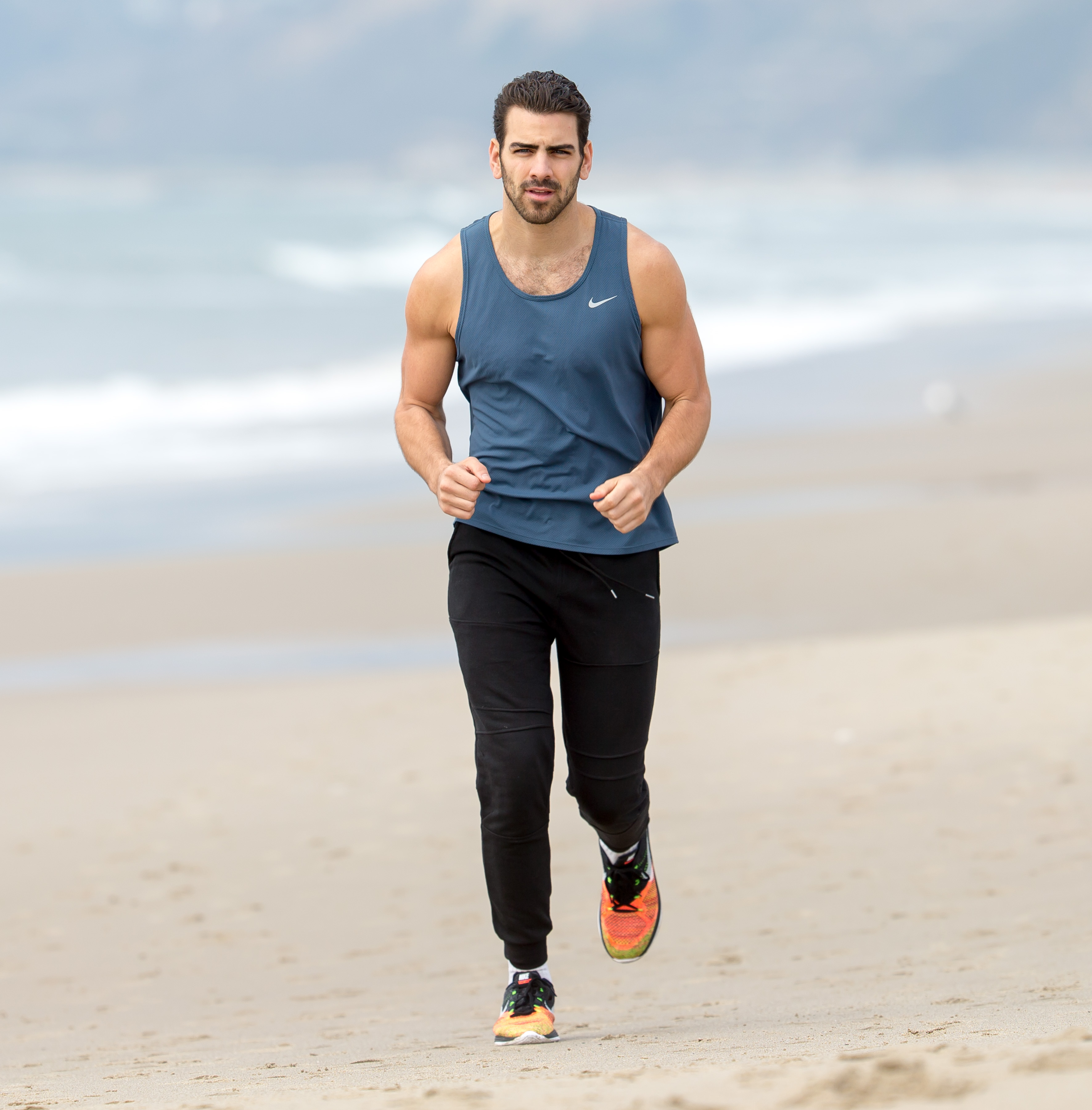 Dlisted Americas Next Top Model 2015 Winner Nyle Dimarco Seen Running On The Beach In Santa 