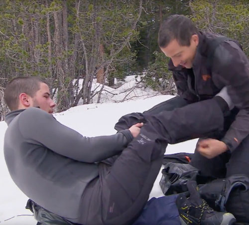 Open Post: Hosted By Nick Jonas And Bear Grylls Getting Into Some Foot Play
