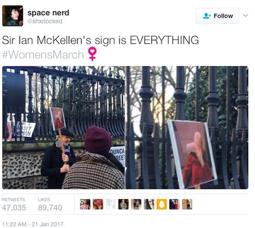 Open Post: Hosted By Sir Ian McKellen’s Sign At The Women’s March
