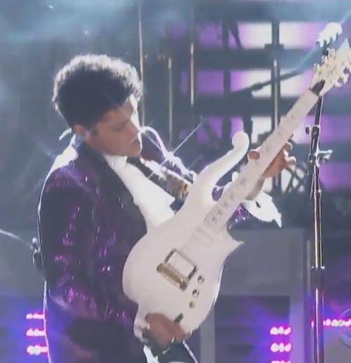 Bruno Mars Paid Tribute To Prince, Complete With A Not-Subtle Guitar Boner