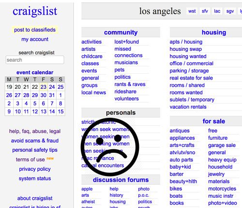 Craigslist Has Shut Down Their Personals Section Thanks To Congress.