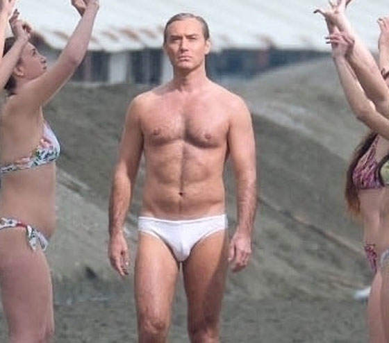 Panty Creamer Of The Day: Jude Law In Papal Swim Chonies While Shooting “The New Pope”