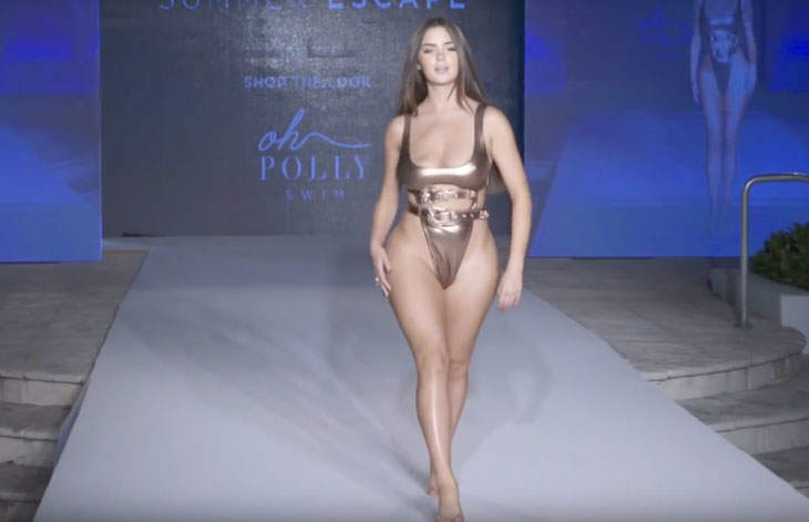 Stunning girl with huge butt is walking like she is a model
