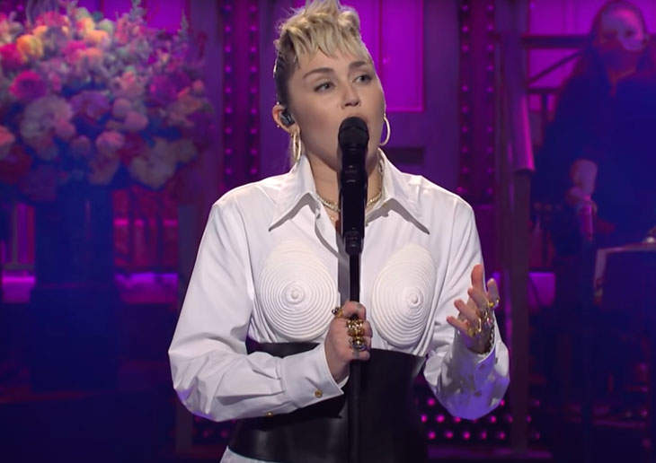 Elon Musk Tried It But Miley Cyrus’ Mother’s Day Titty Shirt Stole The Show At “Saturday Night Live”