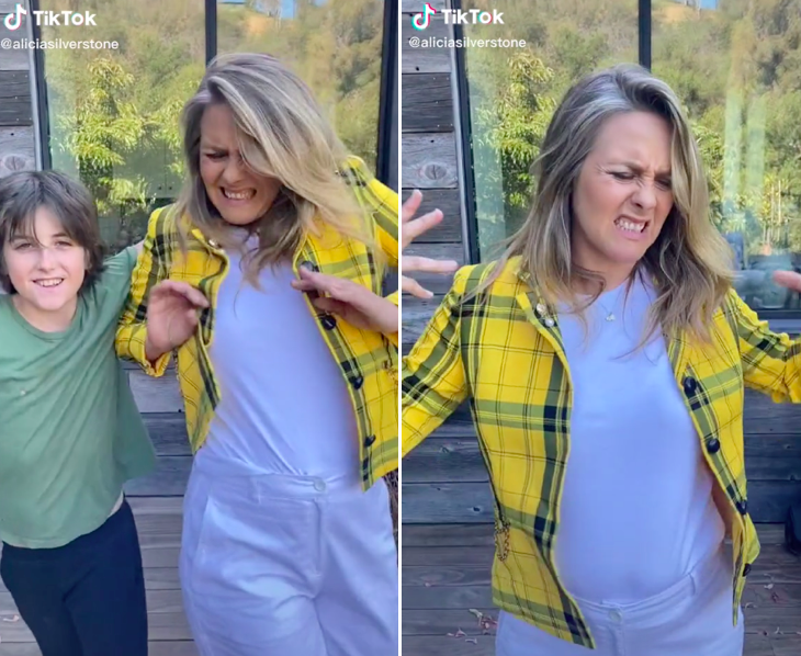 Open Post: Hosted By Alicia Silverstone Recreating The “As If” Moment From “Clueless” With Her Son