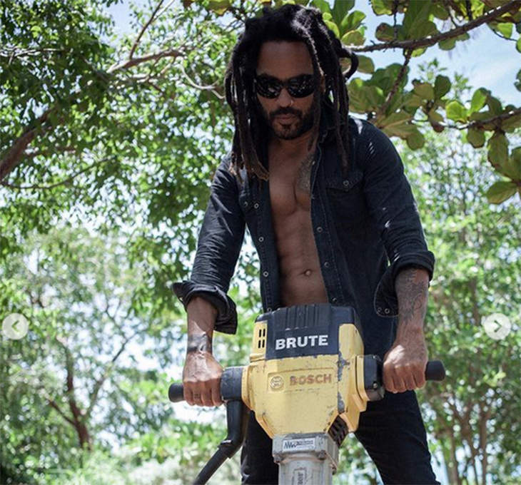 Open Post: Hosted By Lenny Kravitz Dropping A Thirst Trap While Doing Some Jackhammering