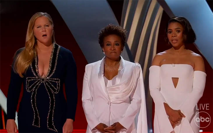 Amy Schumer Made Fun Of Leonardo DiCaprio, Regina Hall Looked For A Man, And All Three Hosts Chanted “Gay! Gay! Gay!” At Last Night’s Oscars