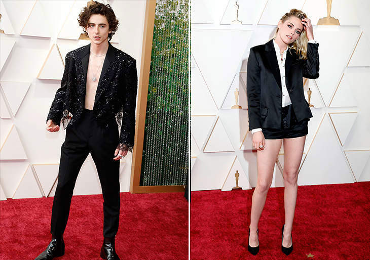 Timothée Chalamet And Kristen Stewart Brought SKIN To The 2022 Oscars