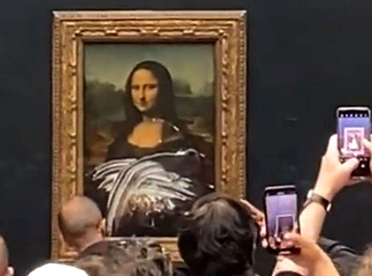 Someone Disguised As A Tourist Threw A Cake At The Mona Lisa