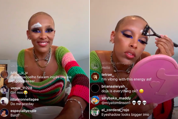 Dlisted | Doja Cat Showed Off Her New Shaved Head On Instagram Live And  Then Shaved Her Eyebrows
