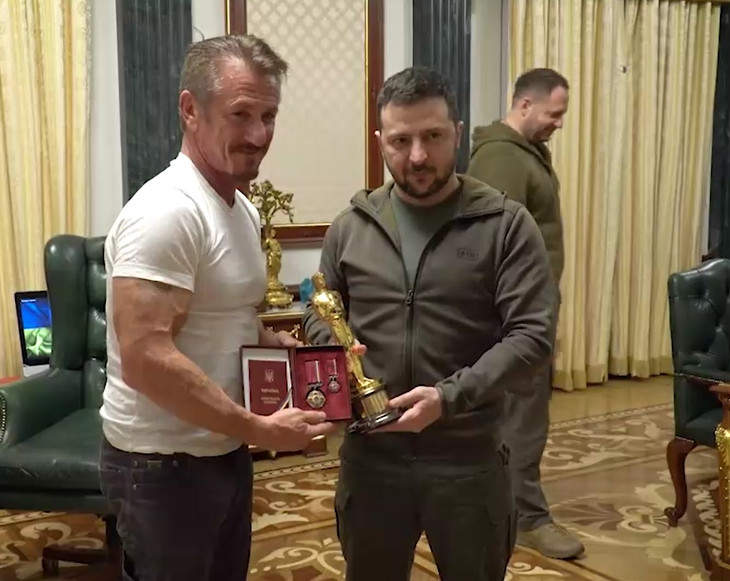 Sean Penn Brought One Of His Oscars To President Zelenskyy To Hold Until The War In Ukraine Is Over
