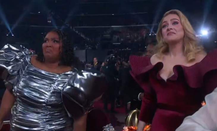 Lizzo Shared A Video From The Grammys That Proves Adele Did Not Walk Out On Harry Styles During His AOTY Acceptance Speech