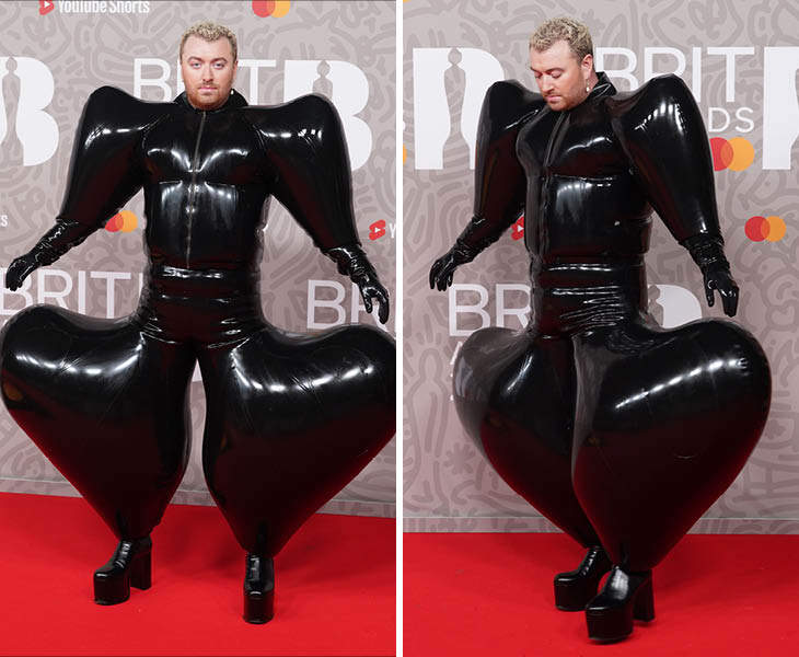 Open Post: Hosted By Sam Smith’s Inflated Hefty Bag Outfit At The BRIT Awards