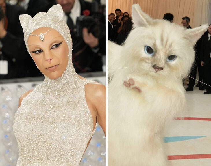 Because Someone Had To, Doja Cat And Jared Leto Showed Up To The Met Gala As Choupette Lagerfeld